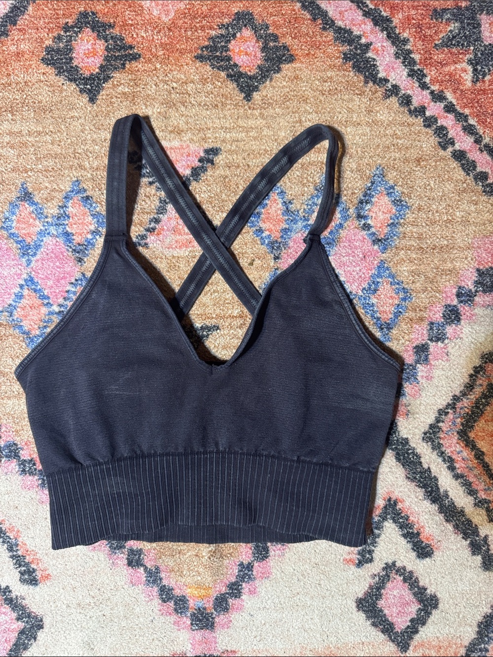 FP Movement by Free People Black Seamless Crisscross Sports Bra M/L